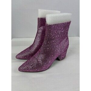 Betsey Johnson Kyla Bootie Pink Rhinestone 6.5 Pointy Toe Block Heel